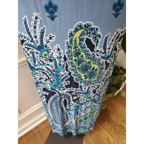 Cato Women's Blue Floral Rayon Square Neck Sleeveless Long Maxi Dress Size Large - Picture 4 of 10